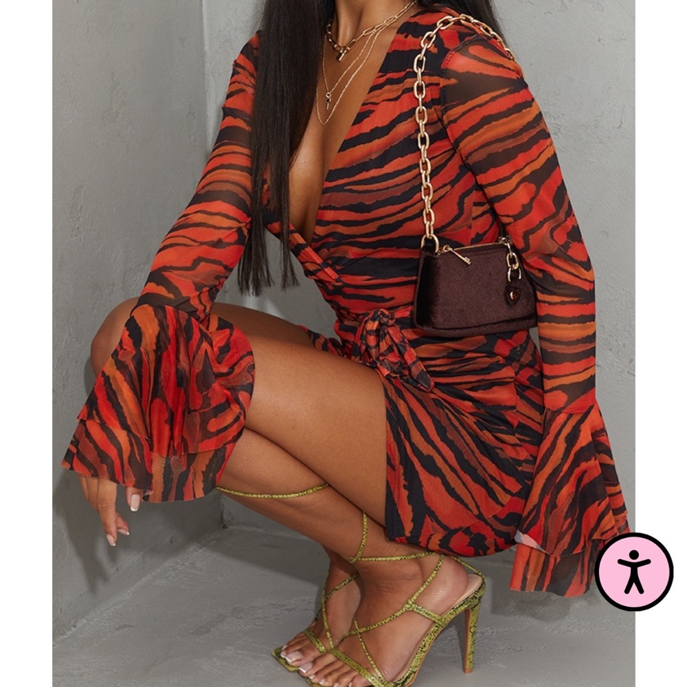 Tiger print mesh dress, never worn!